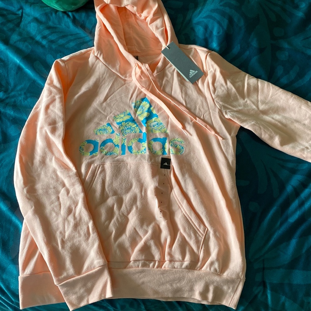 Coral Floral Adidas Hoodie